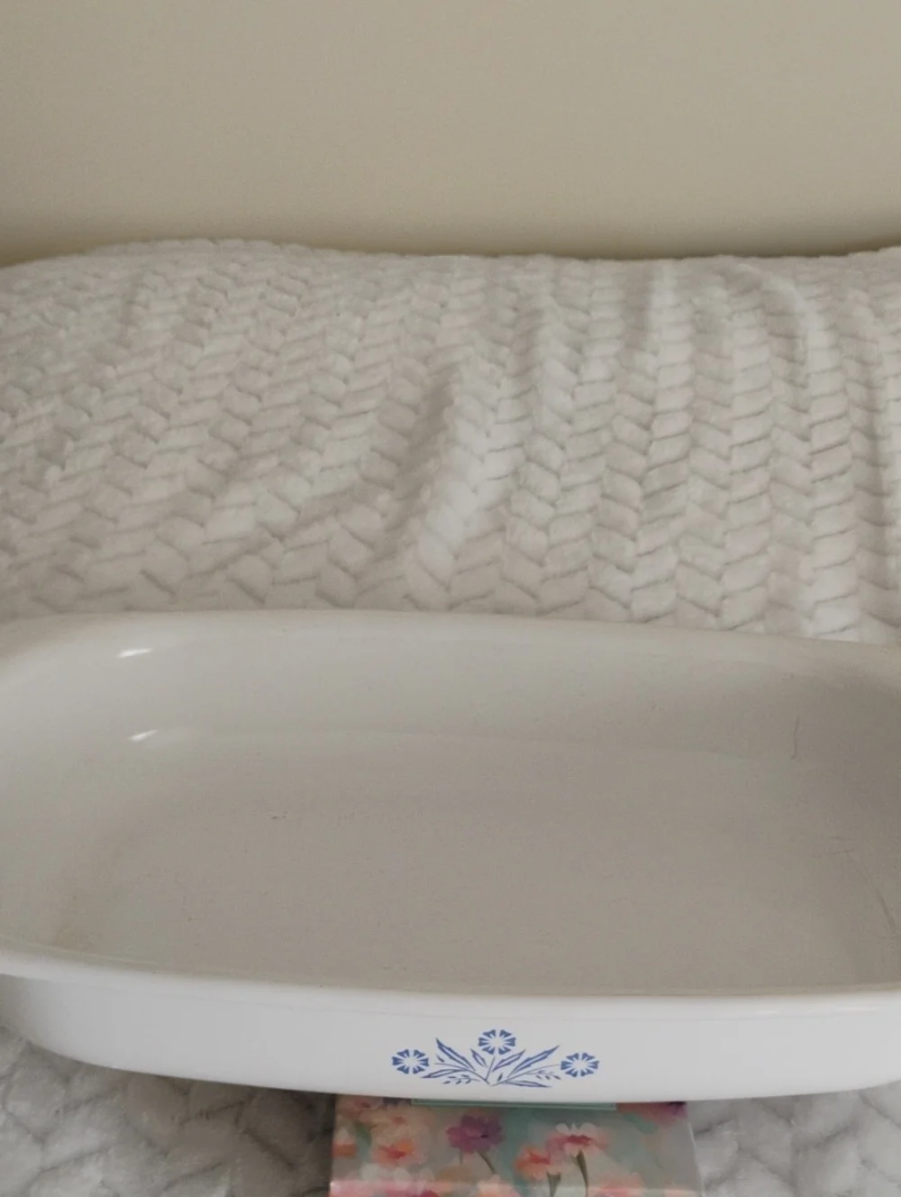 Vintage Corningware White Ceramic Tray with Blue Cornflower Motif